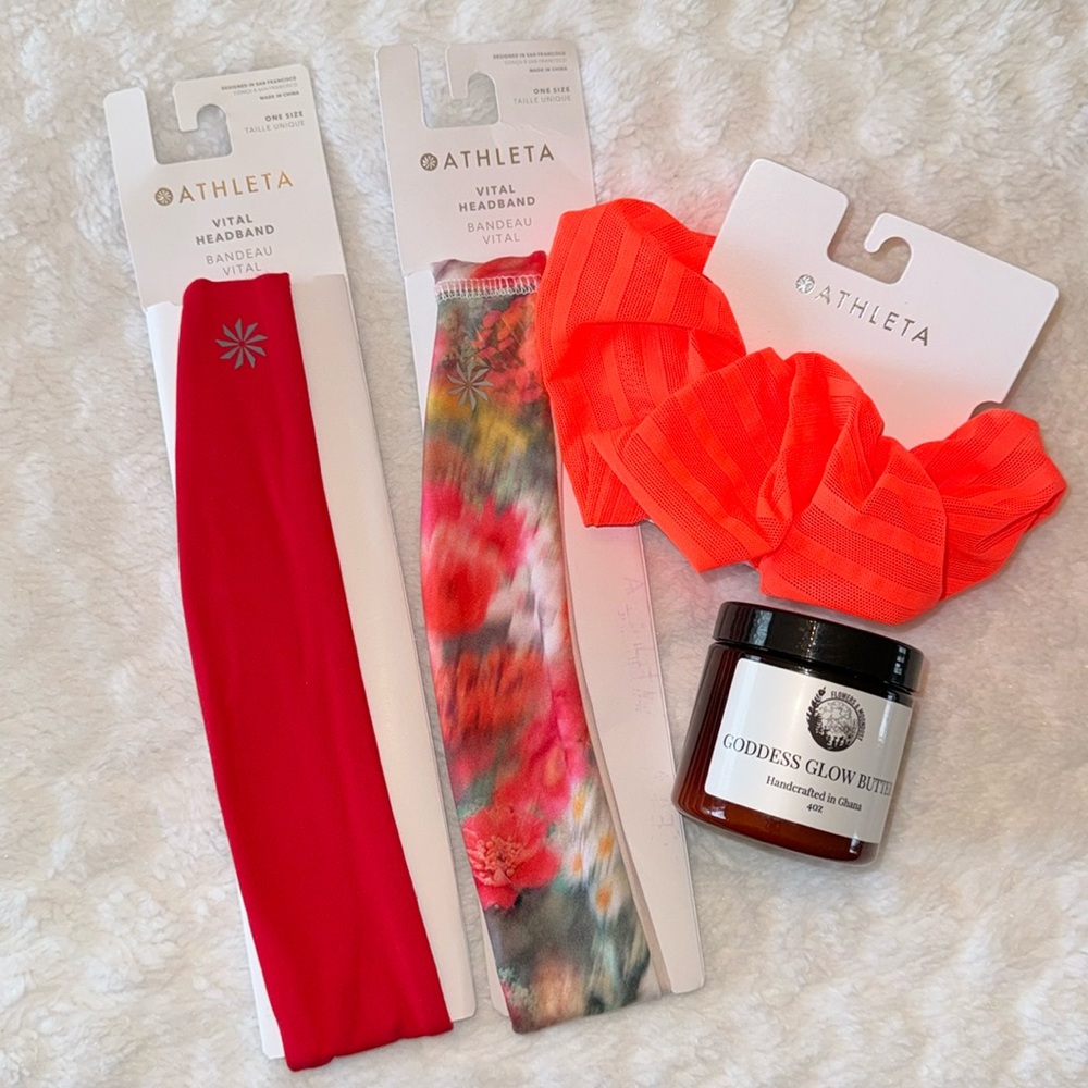 Athleta Vital Headband, Scrunchie and Glow Butter